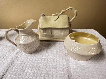 Covered Butter Dish, Cream And Sugar