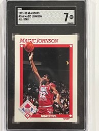 1991-92 NBA Hoops Magic Johnson All Star Card #266     SGC 7
