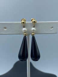 Elegant 14k Yellow Gold Tear Drop Multi Colored Pearl Earrings