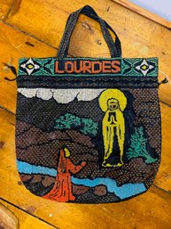 Vintage Beaded LOURDES - Mother Mary Cinch Tote Bag