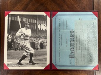 BABE RUTH  Amazing Piece Of Baseball History.  MUST READ.  Copy Of Insurance Certificate For Babe Ruth
