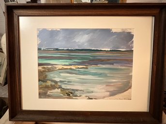 Framed Signed And Dated Seashore Watercolor