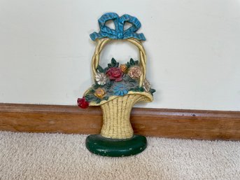 Antique Hubley No. 69 French Basket Cast Iron Doorstop