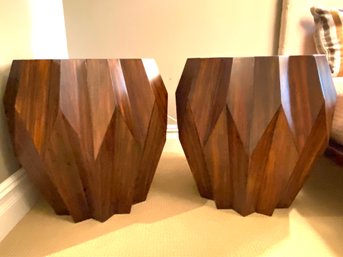 Pair Fabulous Global Views Modern Cut Out Side Tables