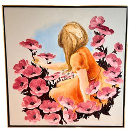 Frame Wall Art-Painting-Girl Among Flowers