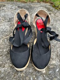 Christian Louboutin Black Wedge Sandals Size 37
