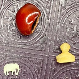 Vintage Miniature Teeny Tiny Carved Lucky Elephant Seed Bean With Stopper Made In India