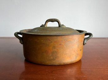 Copper Oval Pot With Handles & Lid - Made In France