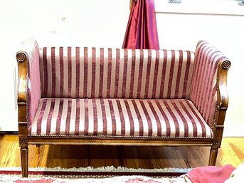 Vintage Love Seat, Lovely Upholstery, Beautifully Finished, Matched, And Taken Care Of