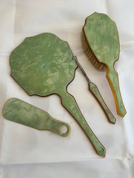 Green Celluloid 4 Piece Vanity Set