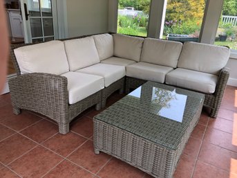 Pacifica 5 Pc Wicker Sectional By Anacara Plus Large Coffee Table