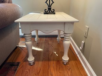 White Paint Decorated Side Table