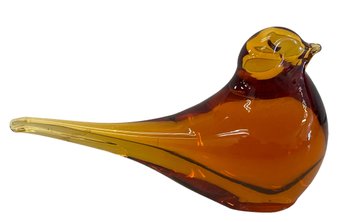 Vintage Amber Art Glass Bird