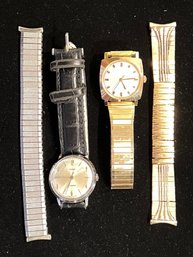 Two Timex Watches With 2 Stretch Bands