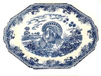Eddie Bauer Blue And White Ceramic Turkey Platter