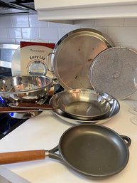 Fry Pans, Cast Iron, Stainless, Tray, Strainer, Easy Lid,