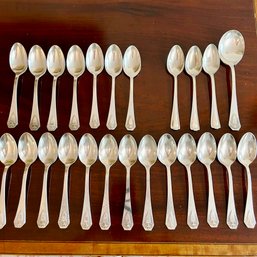 A Collection Of 24 Rogers Silverplate Hammered Finish Tea Spoons - Monogrammed