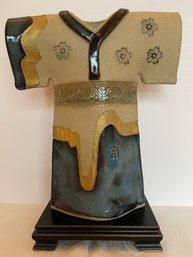 Vtg Sue Baldwin Studio Art Pottery Tall Kimono Sculpture W/ Wooden Stand (see All Pics)