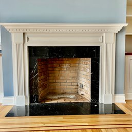 A Classic Wood Federal  Style Mantel And Surround - Fluted Columns - Dental Molding - Office