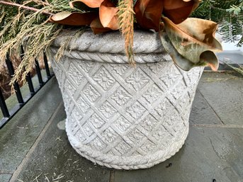 Amazing Extra Large Planter With Basket Weave Detail- 1 Of 2