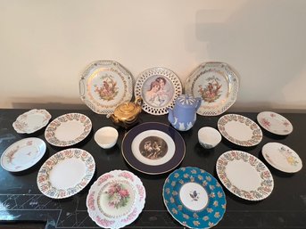 Misc. Porcelain Lot, Mixed Plates, Saucers, Wedgewood, And More See Photos