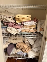 Contents Of Linen Closet, Misc Sheets, Pillow Cases,