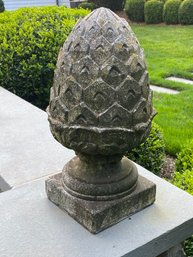 PAIR Tall Cement Pinecone Garden Statuary