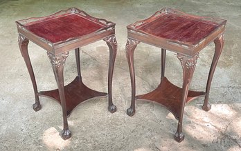 Pair Of Georgian Style Mahogany End Tables With Ball And Claw Feet
