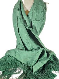 Green Damask Silk Scarf