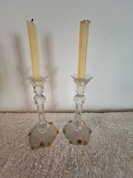 Val St. Lambert Lead Crystal Candlesticks