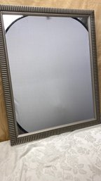 A Silver Gray Ribbed Frame Mirror