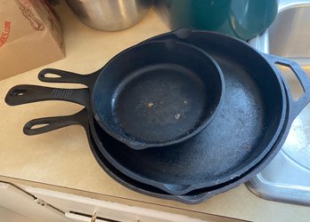 Three Cast Iron Skillets