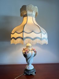 Incredible Flower Decorated Porcelain Lamp