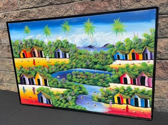 Haitian Village - Large Acrylic On Canvas Painting