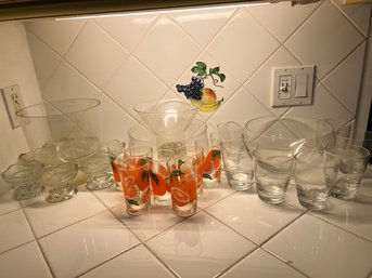 Misc Glassware, Salad Bowls, Matching Vases For Parties, Parfait Dish, Etc.