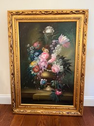 Floral Painting In Ornate Gilded Framed, Signed