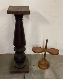 1920s Mahogany Pedestal And Reproduction Shaker Style Adjustable Candleholder