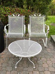 Vintage Metal  Patio Chairs And Coffee Table