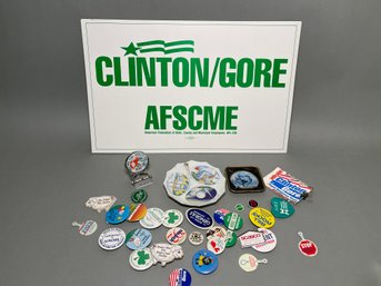 Worlds Fair Unisphere, Buttons & Clinton/Gore Sign