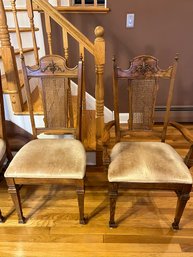 Vintage Wood Cane-back CHAIRS - Set Of 6 (Table Available In Separate Lot)