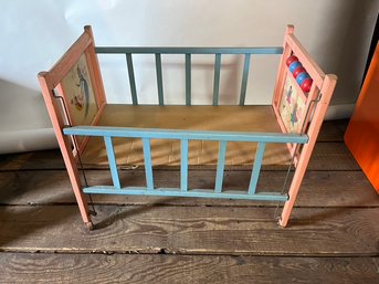 Vintage Hand Painted Doll Bed