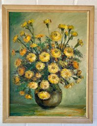 Signed & Numbered Oil On Canvas - Marigolds - Note Tare In Canvas In Picture