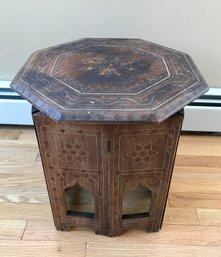 Vintage Moroccan Inlaid Folding End Table