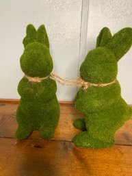 Grassy Bunny Rabbits- One Standing One Sitting