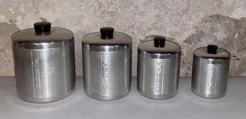 Lot Of Four Vintage 1950s Metal Canisters