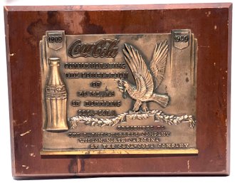 6. 1959 50 Years Of Bottling Coca Cola Bronze Plaque