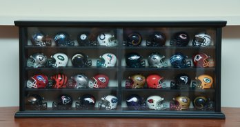 (32) Piece Miniature NFL Football Helmet Collection In Case