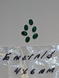 6 Green Emeralds  - 4 X 6 MM - Lovely Collection Of Stones