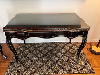 Black Lacquer 3 Drawer Desk, With Gilt Painted Trim, With Gilt Ormolu