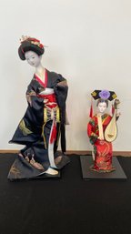 A Set Of 2 Japanese  Geisha Dolls